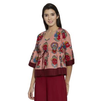 pink cotton stitched tops 1