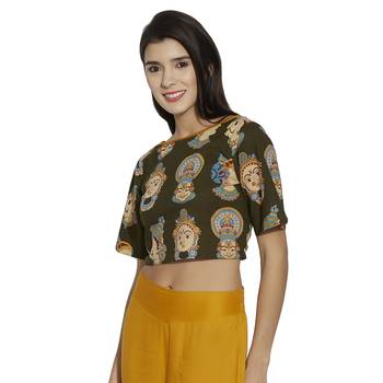 olive green cotton stitched tops 1