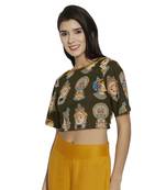 olive green cotton stitched tops