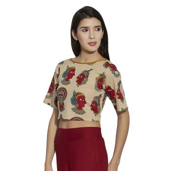 beige cotton stitched tops 3