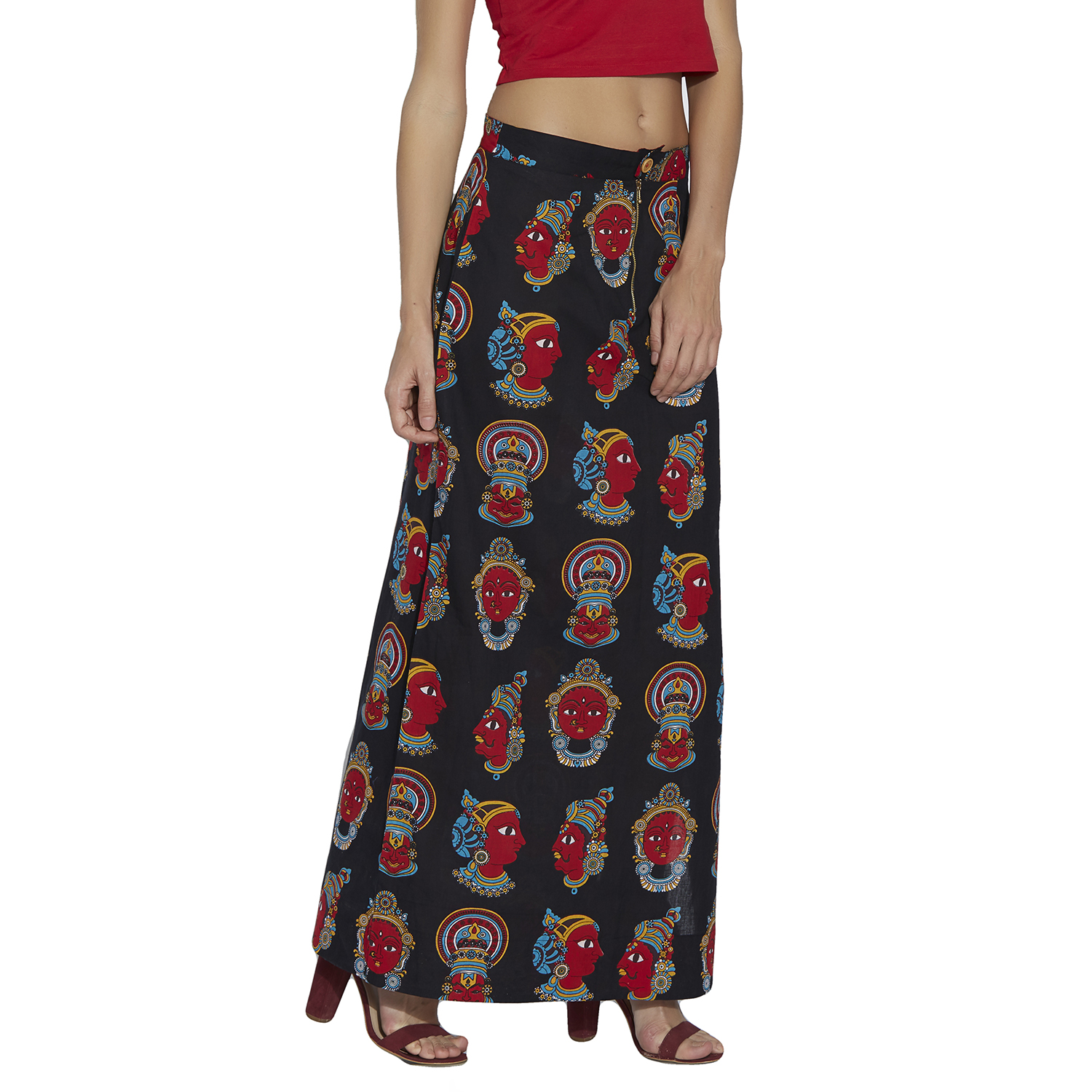 Buy Black Quirky Kathak Printed Long Skirt line DWLSKT990 4 original