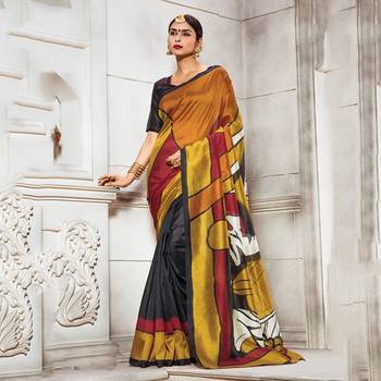 black printed bhagalpuri silk fashion bhagalpuri silk sarees with blouse 2