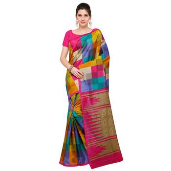 multicolor printed bhagalpuri silk fashion bhagalpuri silk sarees with blouse 1