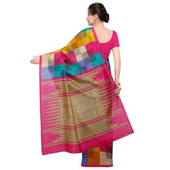 multicolor printed bhagalpuri silk fashion bhagalpuri silk sarees with blouse 3