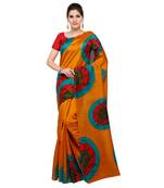 orange printed bhagalpuri silk fashion bhagalpuri silk sarees with blouse