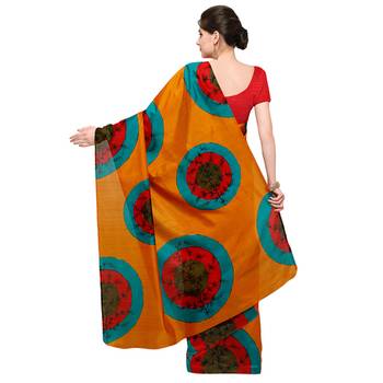orange printed bhagalpuri silk fashion bhagalpuri silk sarees with blouse 3