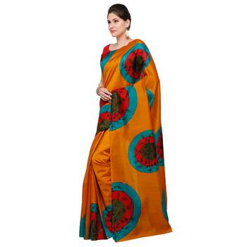 orange printed bhagalpuri silk fashion bhagalpuri silk sarees with blouse 5