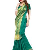 Green woven silk saree with blouse