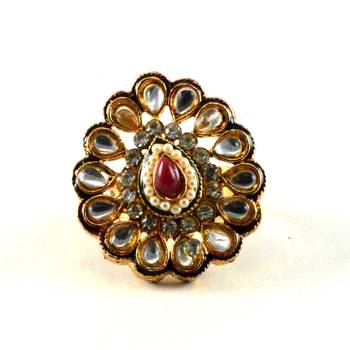 Potta Kundan Adjustable Ring 1