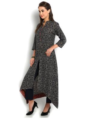 Indibelle Blue cotton C-Cut Long kurta 2
