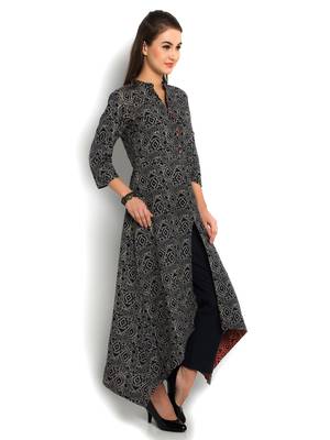 Indibelle Blue cotton C-Cut Long kurta 3