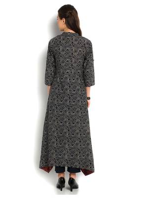 Indibelle Blue cotton C-Cut Long kurta 4