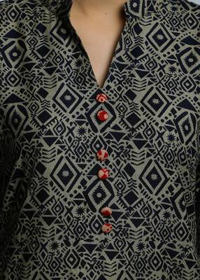 Indibelle Blue cotton C-Cut Long kurta 5