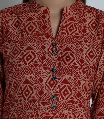Indibelle Red cotton C-Cut Long kurta 5