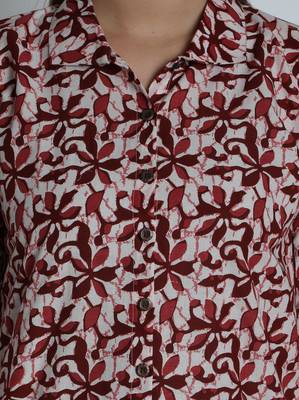 Indibelle maroon printed cotton straight kurta 5