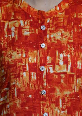 orange abstract printed rayon A-Line kurta 5