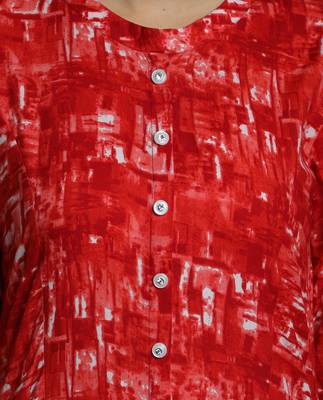 Indibelle red abstract printed rayon A-Line kurta 5