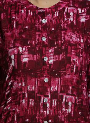 Indibelle purple abstract printed rayon A-Line kurta 5