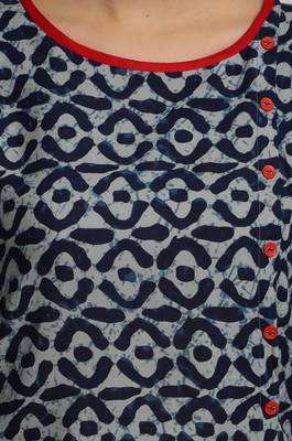 blue printed rayon One side slit kurta 5