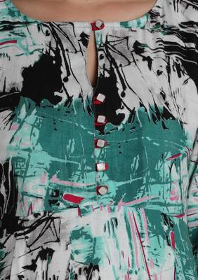 Indibelle green printed rayon c-cut kurta 5