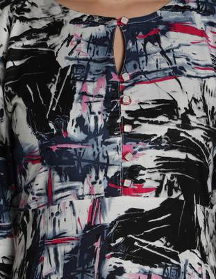 Indibelle blue printed rayon c-cut kurta 5