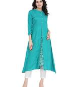 Indibelle multicolor printed rayon  A-Line kurta