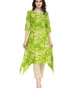 indibelle lemon flower printed rayon assymatrical kurta