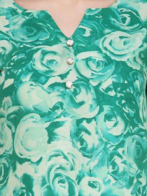 Indibelle green flower printed rayon assymatrical kurta 2