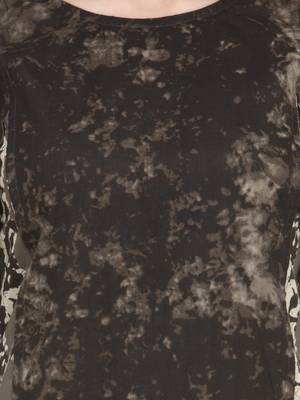 brown printed cotton A-Line kurta 2