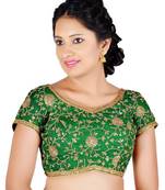 Green Floral Embroidery Silk Readymade Blouse