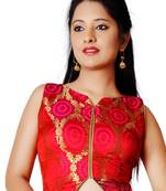 Pink Zari Work Silk Readymade Blouse