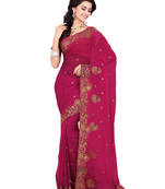 Magenta Color Faux Georgette Saree With Blouse