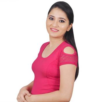 Pink Cotton Lycra stitched plain readymade blouse 2
