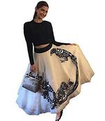 White Printed Silk Semi-stitched lehenga choli without dupatta