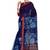 Navy blue printed super net saree with blouse