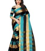 Sky blue woven cotton saree with blouse