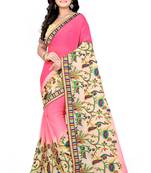 Light Pink Embroidered Chiffon Saree With Blouse