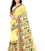 Light Yellow Embroidered Chiffon Saree With Blouse