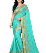 Sky Blue Embroidered Art Silk Sarees Saree With Blouse