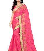 Pink Embroidered Art Silk Sarees Saree With Blouse