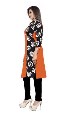 Orange printed cotton poly ethnic-kurtis 3