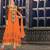 Orange embroidered Georgette semi stitched salwar with dupatta