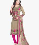 Beige Printed Synthetic Salwar With Dupatta