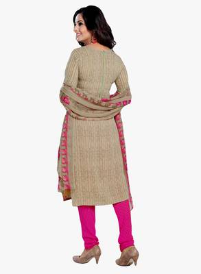 Beige Printed Synthetic Salwar With Dupatta 2