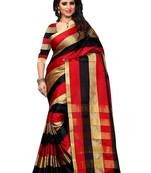 Red woven cotton saree with blouse