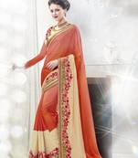 Multicolor embroidered georgette saree with blouse