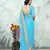 Sky blue embroidered georgette saree with blouse