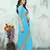Sky blue embroidered georgette saree with blouse
