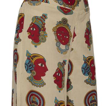 Beige kathak printed pallazo 2