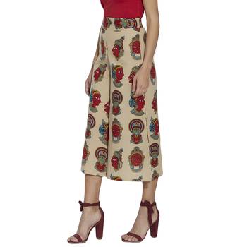 Beige kathak printed pallazo 1